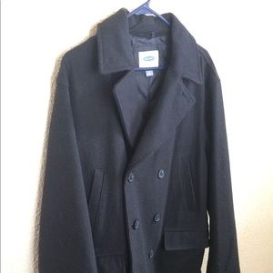 Old Navy men’s black wool pea coat size large